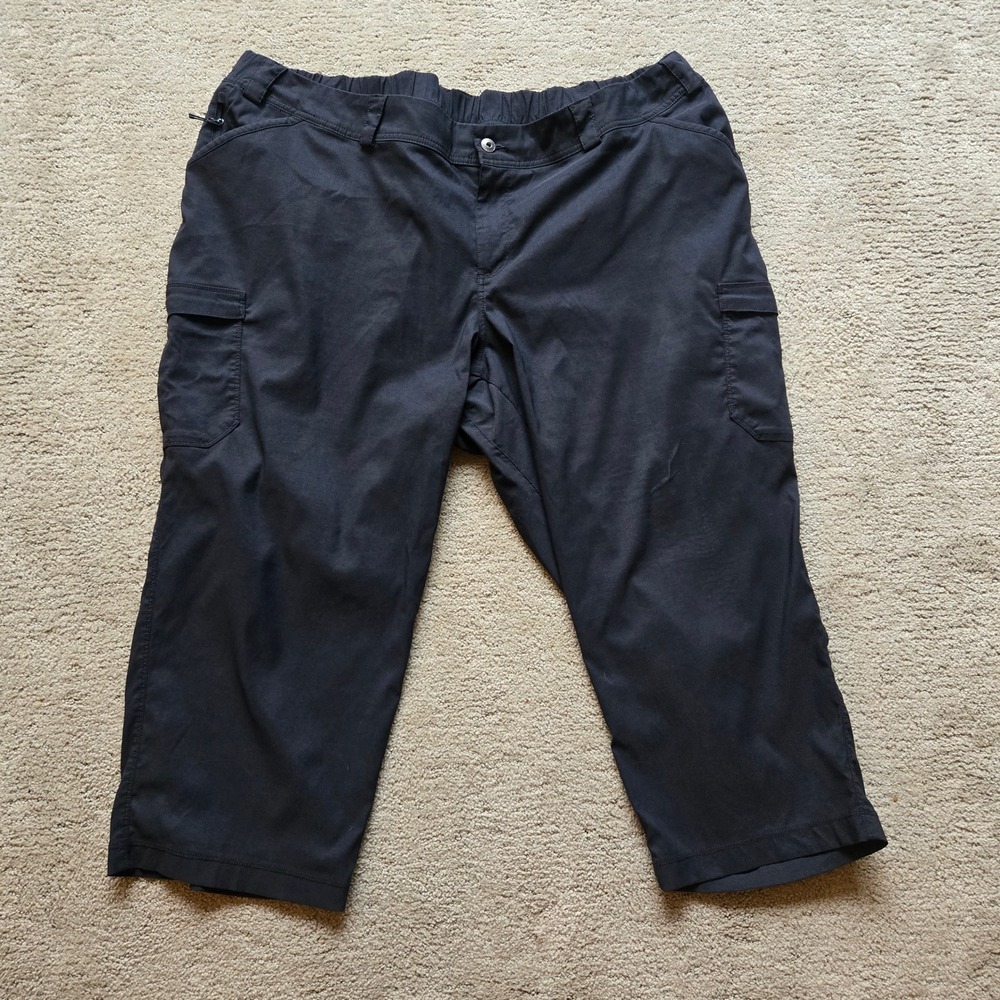 Duluth Trading Co Dry on the Fly Capri Pants Womens 26W Black Cargo Hiking Crops